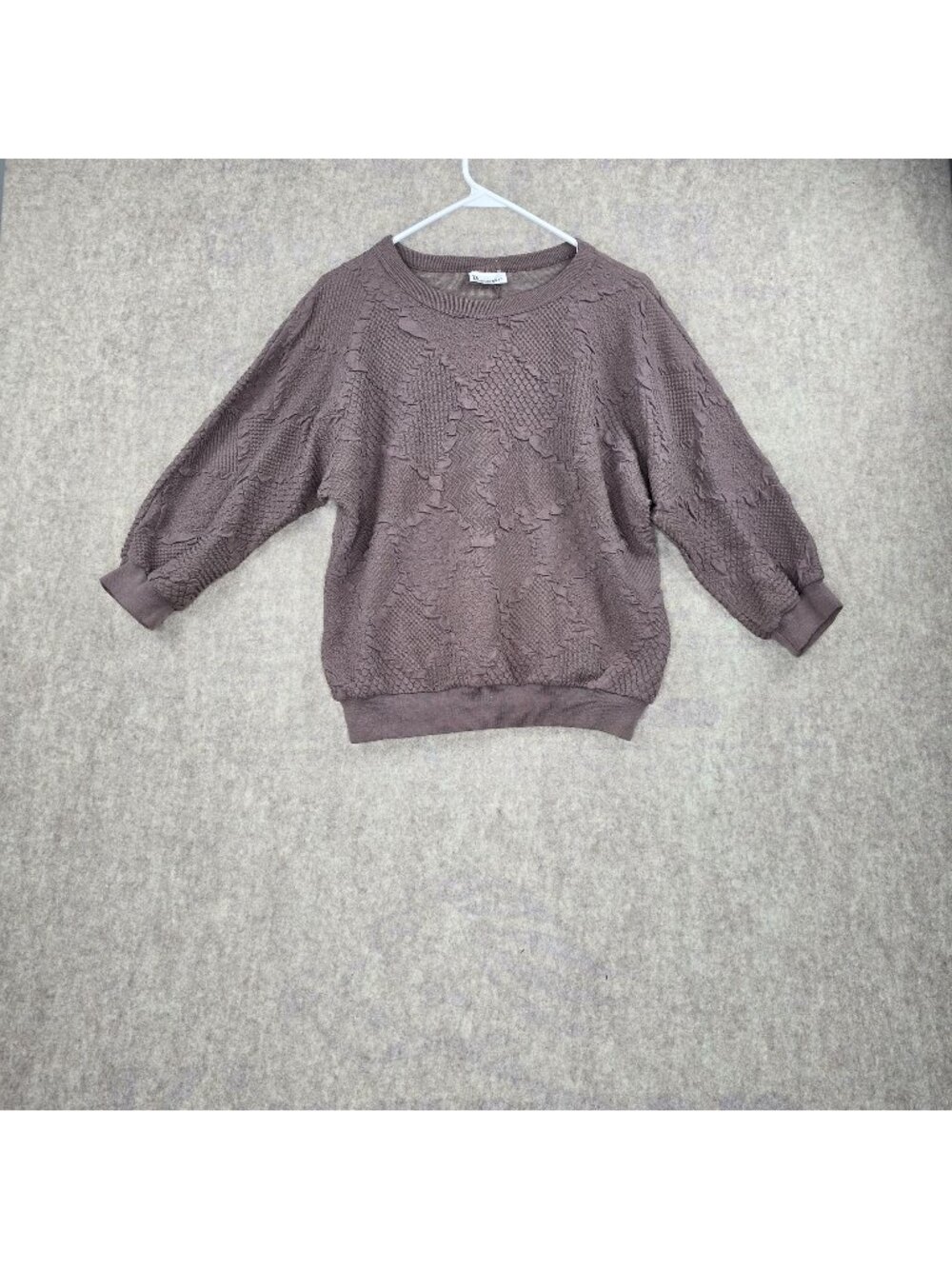 Donnkenny Brown Textured Knit Pullover Sweater Size M Polyester Blend